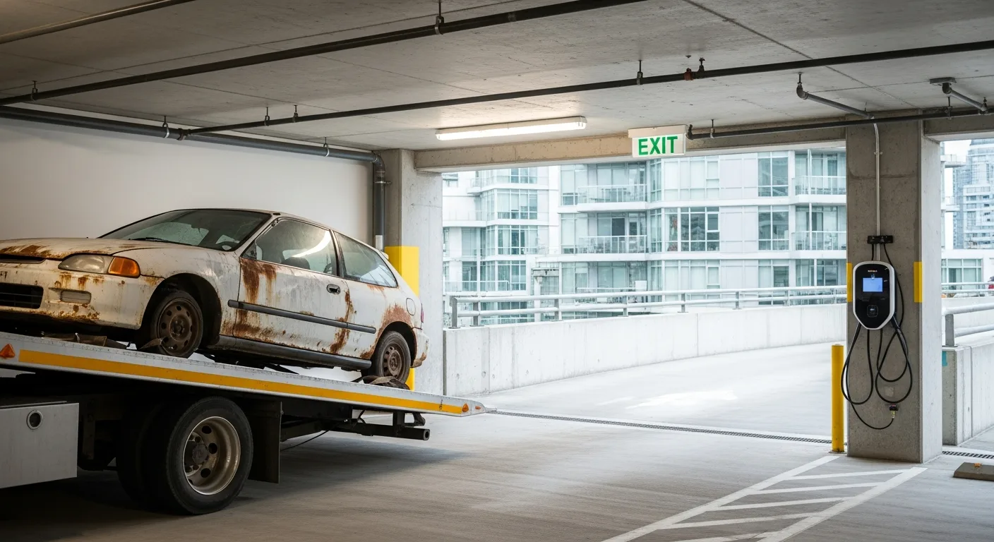 Vehicle removal from a False Creek Vancouver condo parkade