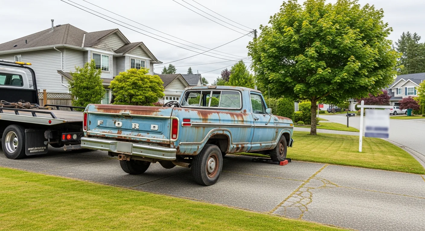 Junk car pickup from a Murrayville Langley residential property