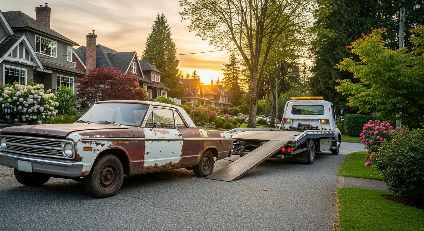 Junk car removal from an Oakridge Vancouver property