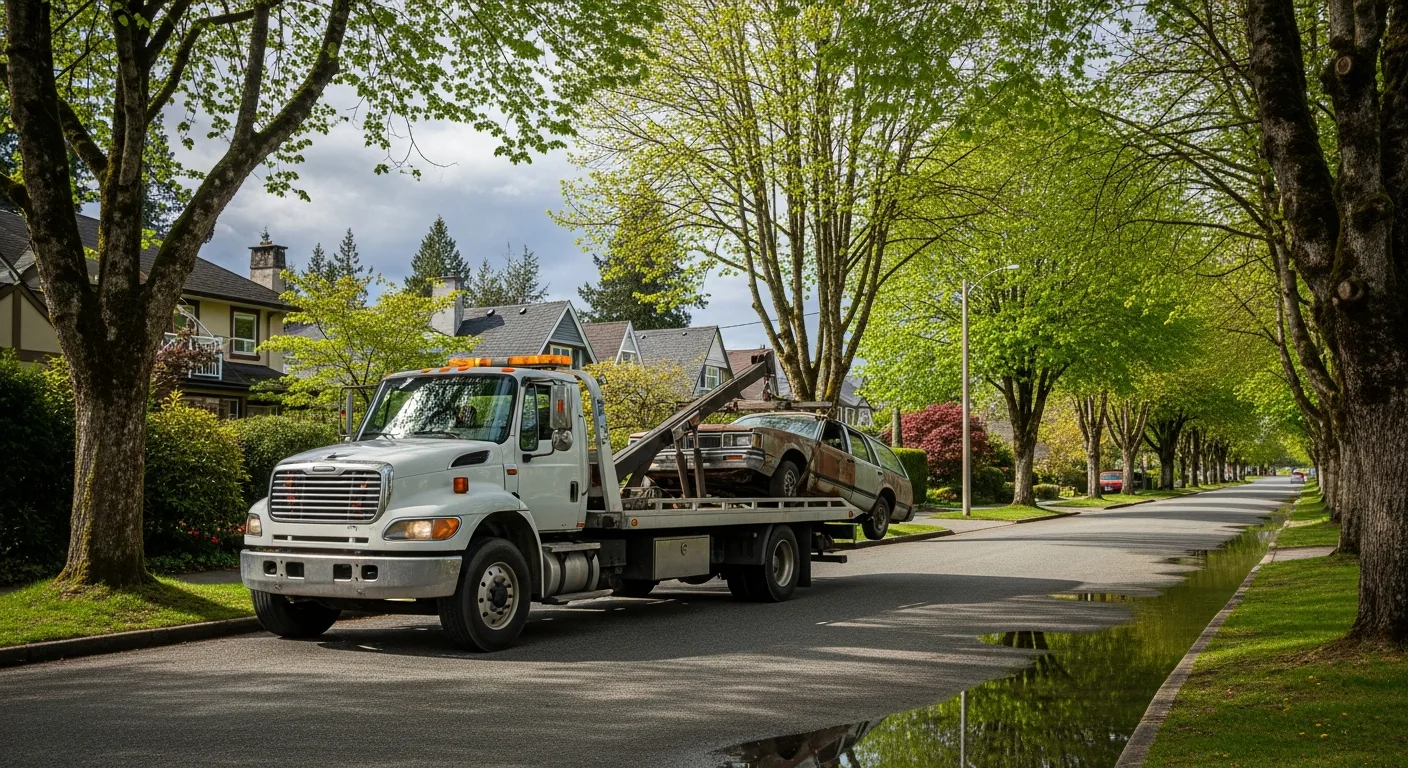 Junk car removal from a South Vancouver driveway