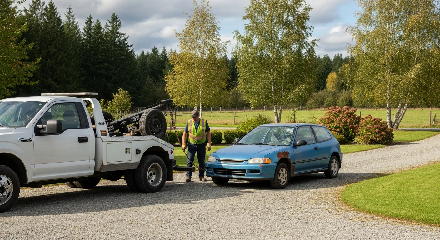 Scrap car and farm truck removal from a Brookswood Langley acreage